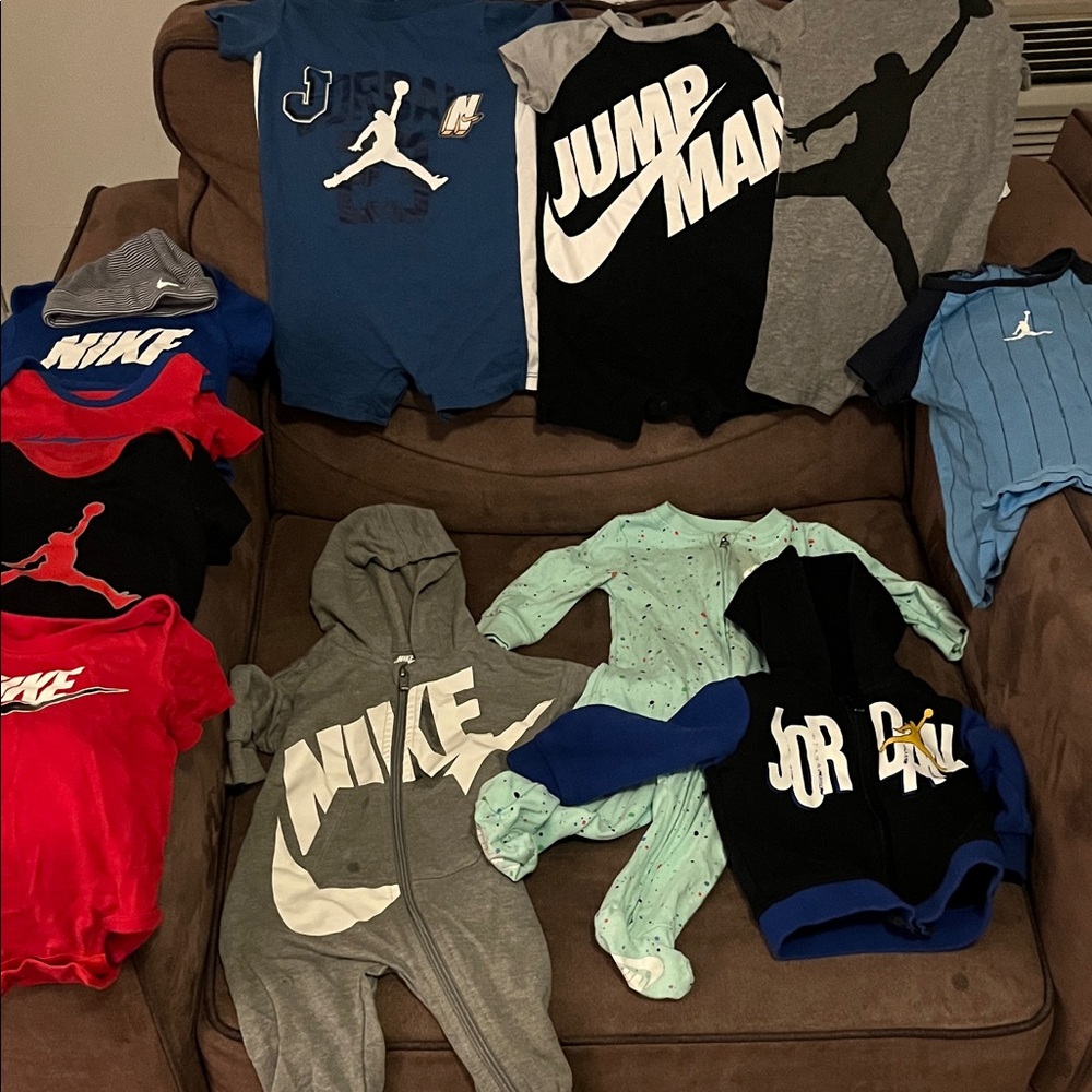 Nike and Jordan Baby Outfit Collection in Blue, Gray, and Red